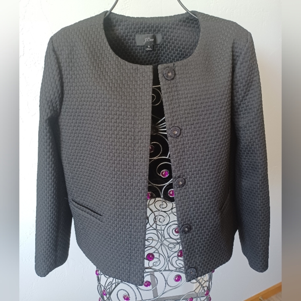 J. Crew Black Basketwesve Textured Blazer